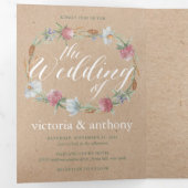 ワイルドフラワーリースオンクラフトカントリーウェディングスイート 三つ折り招待状 (内部最初)