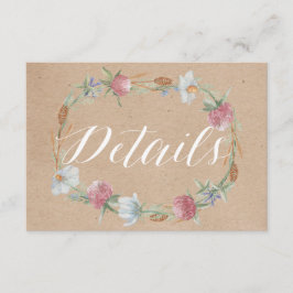 ワイルドフラワーリースオンクラフトカントリーウェディング詳細 エンクロージャーカード
