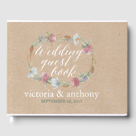 ワイルドフラワーリースオンクラフトカントリーウェディング ゲストブック