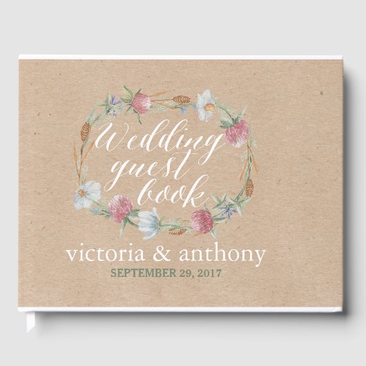 ワイルドフラワーリースオンクラフトカントリーウェディング ゲストブック (正面)