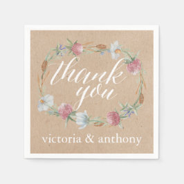 ワイルドフラワーリースオンクラフトカントリーウェディング スタンダードカクテルナプキン