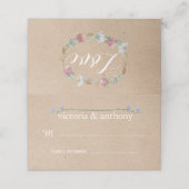 ワイルドフラワーリースオンクラフトカントリーウェディング プレイスカード (外部開封)