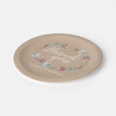 ワイルドフラワーリースオンクラフトカントリーウェディング ペーパープレート (アングル)