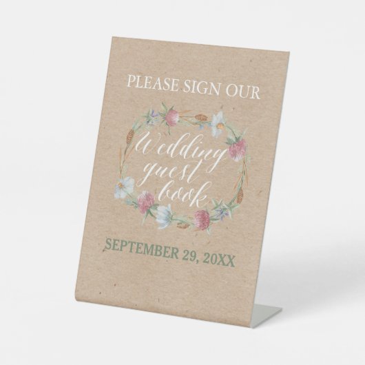 ワイルドフラワーリースオンクラフトカントリーウェディング 台座サイン (正面)