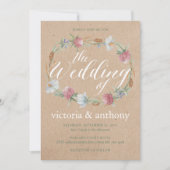 ワイルドフラワーリースオンクラフトカントリーウェディング 招待状 (正面)