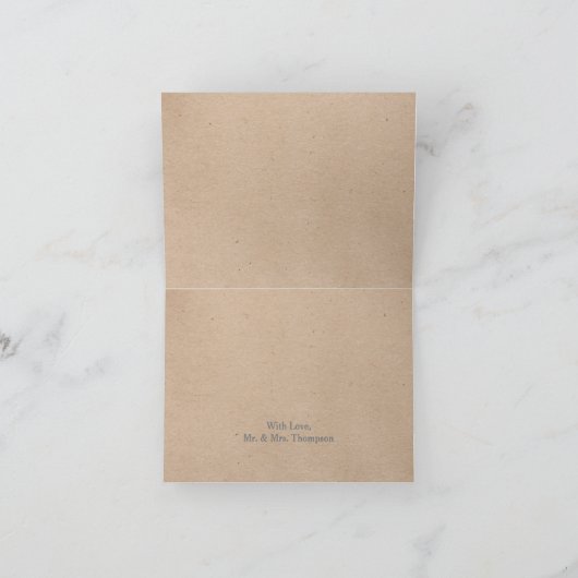 ワイルドフラワーリースオンクラフトカントリー感謝していウェディング サンキューカード (内部)