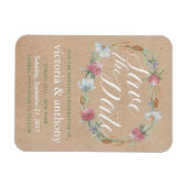 ワイルドフラワーリースオンクラフトカントリー日付を保存 マグネット (横)