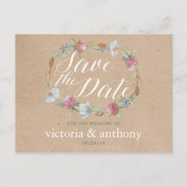 ワイルドフラワーリースオンクラフトカントリー日付を保存 案内ポストカード