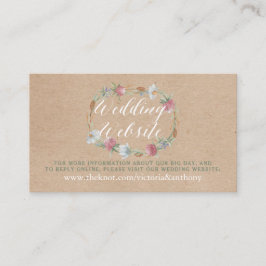 ワイルドフラワーリースオンクラフトカントリー結婚式ウェブサイト エンクロージャーカード
