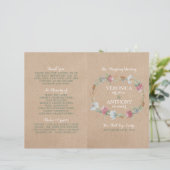 ワイルドフラワーリースオンクラフトカントリー結婚式プログラム (スタンド正面)