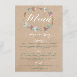 ワイルドフラワーリースオンクラフトカントリー結婚式メニュー メニュー