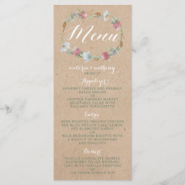 ワイルドフラワーリースオンクラフトカントリー結婚式メニュー メニュー