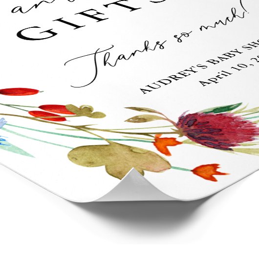 ワイルドフラワーリースカードとギフトシャワーディスプレイ ポスター (角)