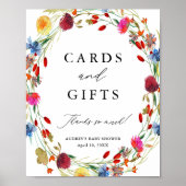 ワイルドフラワーリースカードとギフトシャワーディスプレイ ポスター (正面)