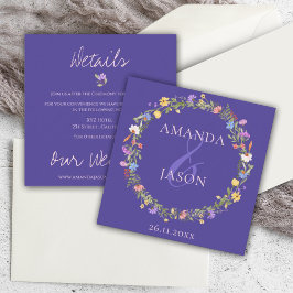 ワイルドフラワーリースパープル結婚フローラズ詳細 エンクロージャーカード