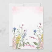 ワイルドフラワーリースピンクウォーターカラーブライダルシャワー 招待状 (裏面)