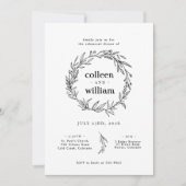 ワイルドフラワーリースフォーク素朴リハーサルディナー 招待状 (正面)