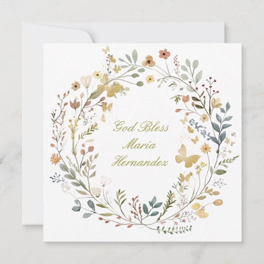 ワイルドフラワーリースフローラバプテスマ招待状 招待状 (裏面)