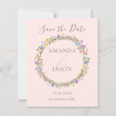 ワイルドフラワーリースフローラ結婚式の日付を保存 (正面)