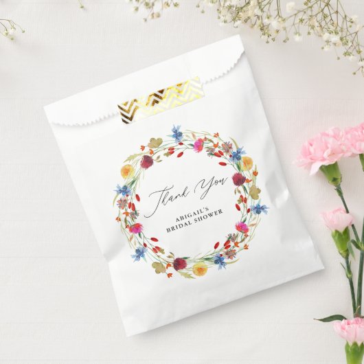 ワイルドフラワーリースブライダルシャワーカスタムサンキュー フェイバーバッグ (封をした状態)