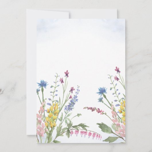 ワイルドフラワーリースブルーウォーターカラーブライダルシャワー 招待状 (裏面)