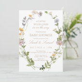 ワイルドフラワーリースベビーシャワー招待状 サンキューカード (スタンド正面)