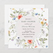ワイルドフラワーリースベビーシャワー 招待状 (正面/裏面)
