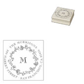 ワイルドフラワーリースラウンドファミリーネーム差出人住所 ラバースタンプ (押印)