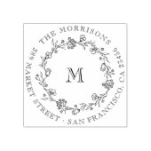 ワイルドフラワーリースラウンドファミリーネーム差出人住所 ラバースタンプ (インプリント)