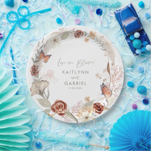 ワイルドフラワーリースラブイン開花ウォーター結婚カラー ペーパープレート (パーティー)