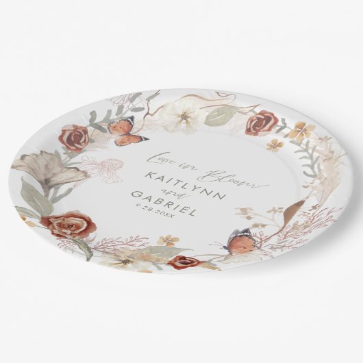 ワイルドフラワーリースラブイン開花ウォーター結婚カラー ペーパープレート (アングル)