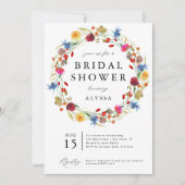ワイルドフラワーリースラブイン開花ブライダルシャワー 招待状 (正面)