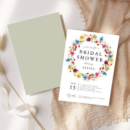 ワイルドフラワーリースラブイン開花ブライダルシャワー 招待状