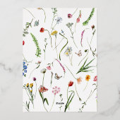 ワイルドフラワーリース写真誕生発表箔 箔招待状 (裏面)