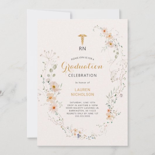 ワイルドフラワーリース医学度卒業パーティー 招待状 (正面)