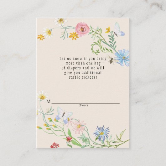 ワイルドフラワーリース水彩おむつラッフル エンクロージャーカード (裏面)