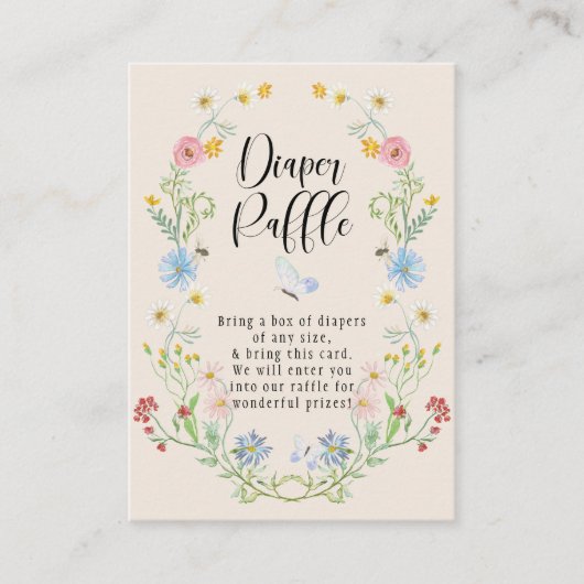 ワイルドフラワーリース水彩おむつラッフル エンクロージャーカード (正面)