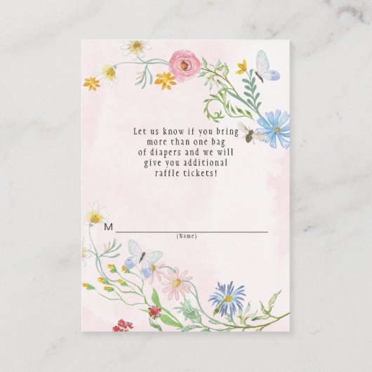 ワイルドフラワーリース水彩花おむつラッフル エンクロージャーカード (裏面)