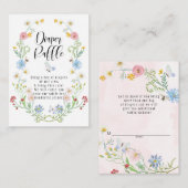 ワイルドフラワーリース水彩花おむつラッフル エンクロージャーカード (正面/裏面)