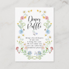 ワイルドフラワーリース水彩花おむつラッフル エンクロージャーカード