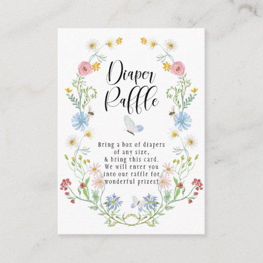 ワイルドフラワーリース水彩花おむつラッフル エンクロージャーカード (正面)