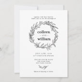 ワイルドフラワーリース素朴フォーク結婚ズ 招待状 (正面)