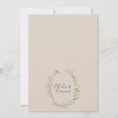 ワイルドフラワーリース花びらプロセッコブライダルシャワー 招待状 (裏面)