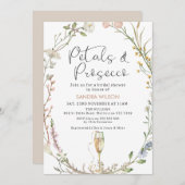 ワイルドフラワーリース花びらプロセッコブライダルシャワー 招待状 (正面/裏面)