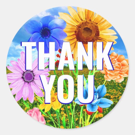 ワイルドフラワーリース-フローラありがとうステッカー ラウンドシール (正面)