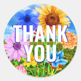 ワイルドフラワーリース-フローラありがとうステッカー ラウンドシール