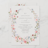 ワイルドフラワーリース | Qrコード出欠結婚の 招待状 (正面/裏面)