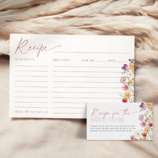 ワイルドフラワーレシピカードブライダルシャワーラブイン開花 招待状