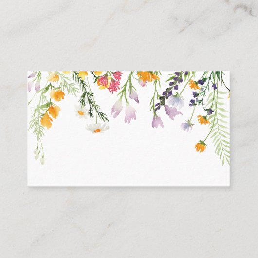 ワイルドフラワーレシピ要求ブライダルシャワー 名刺 (裏面)