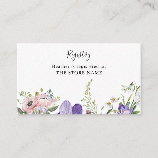 ワイルドフラワーレジストリ赤ちゃんシャワー エンクロージャーカード (正面)